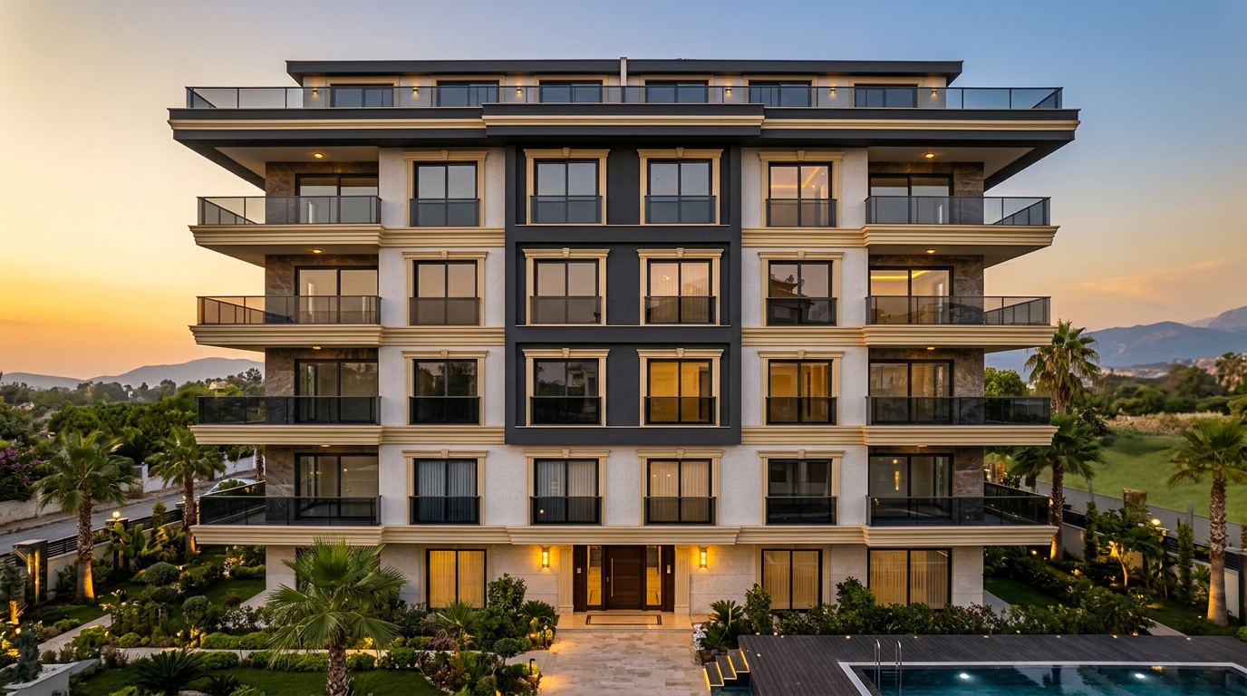 Antalya Likya Söve EPS dekoratif söve uygulaması — modern villa dış cephe detayı